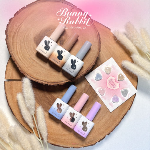 【YOGOMAYO】Bunny Rabbit Velvet Shimmer Glitter Gel 6-piece set